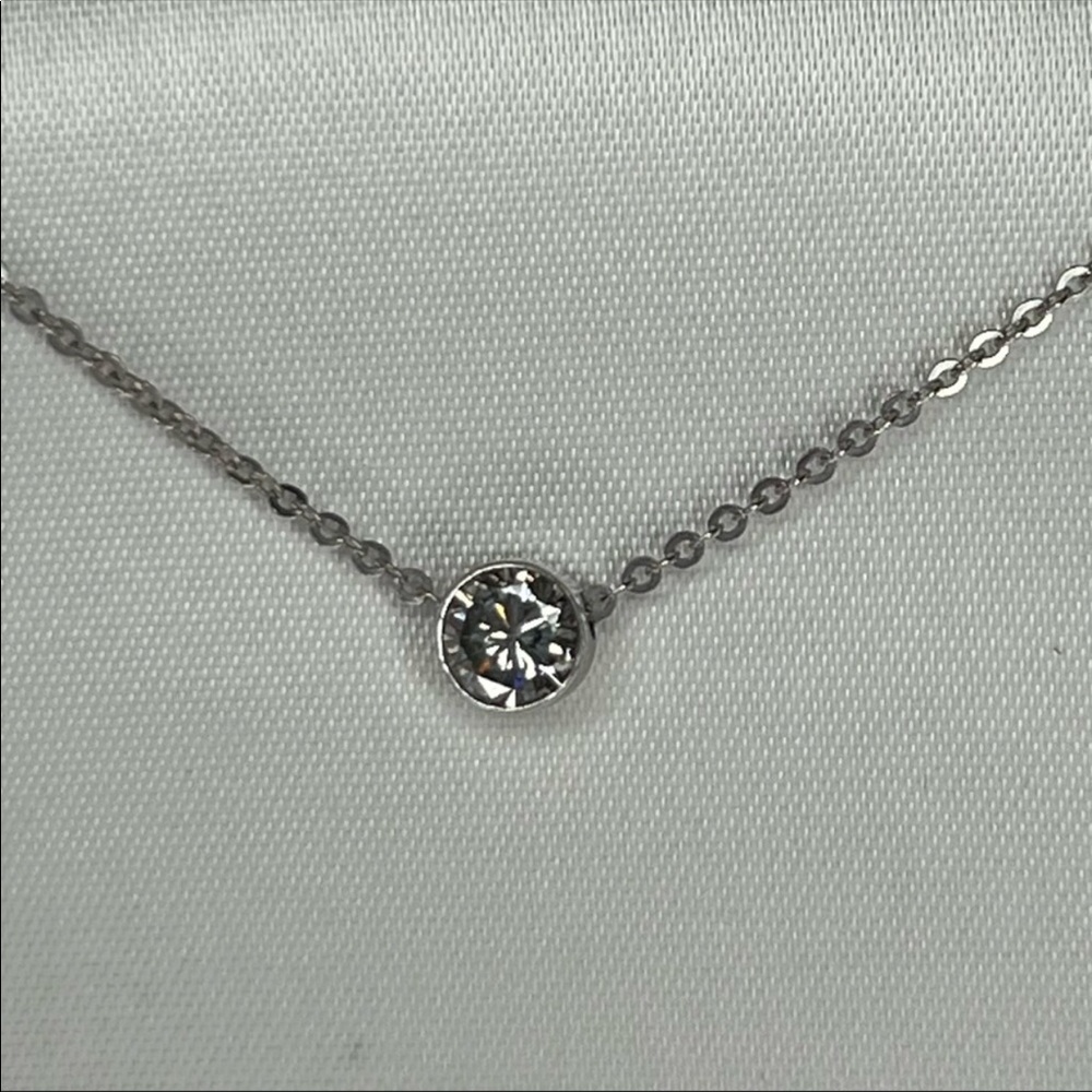 1.2 carat natural bezel set diamond with white gold chain